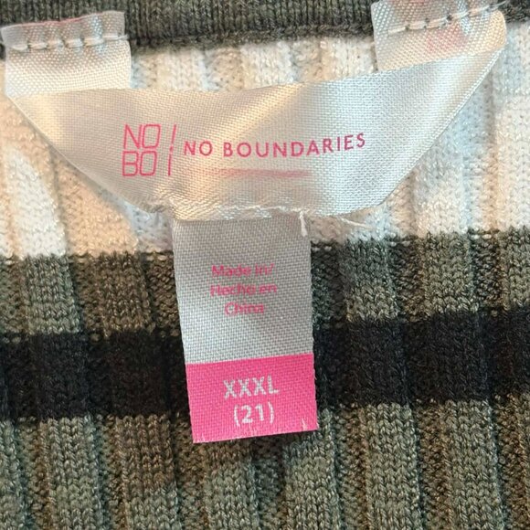"No Boundaries" Green/Black/White Striped Vneck Long Sleeve Sweater SIZE XXXL 21 - Picture 8 of 10